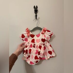 Pink chicken heart Baby Dress with Bloomers